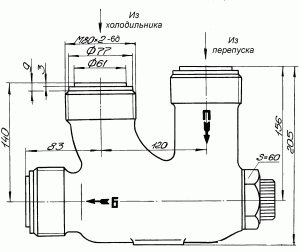 Габаритные и присоединительные размеры терморегулятора РТП 50-70