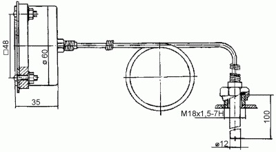  Габаритные и присоединительные размеры термометра ТКП-60С